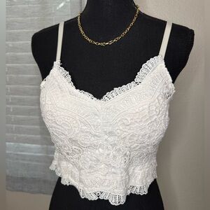 White lace crop top in size medium